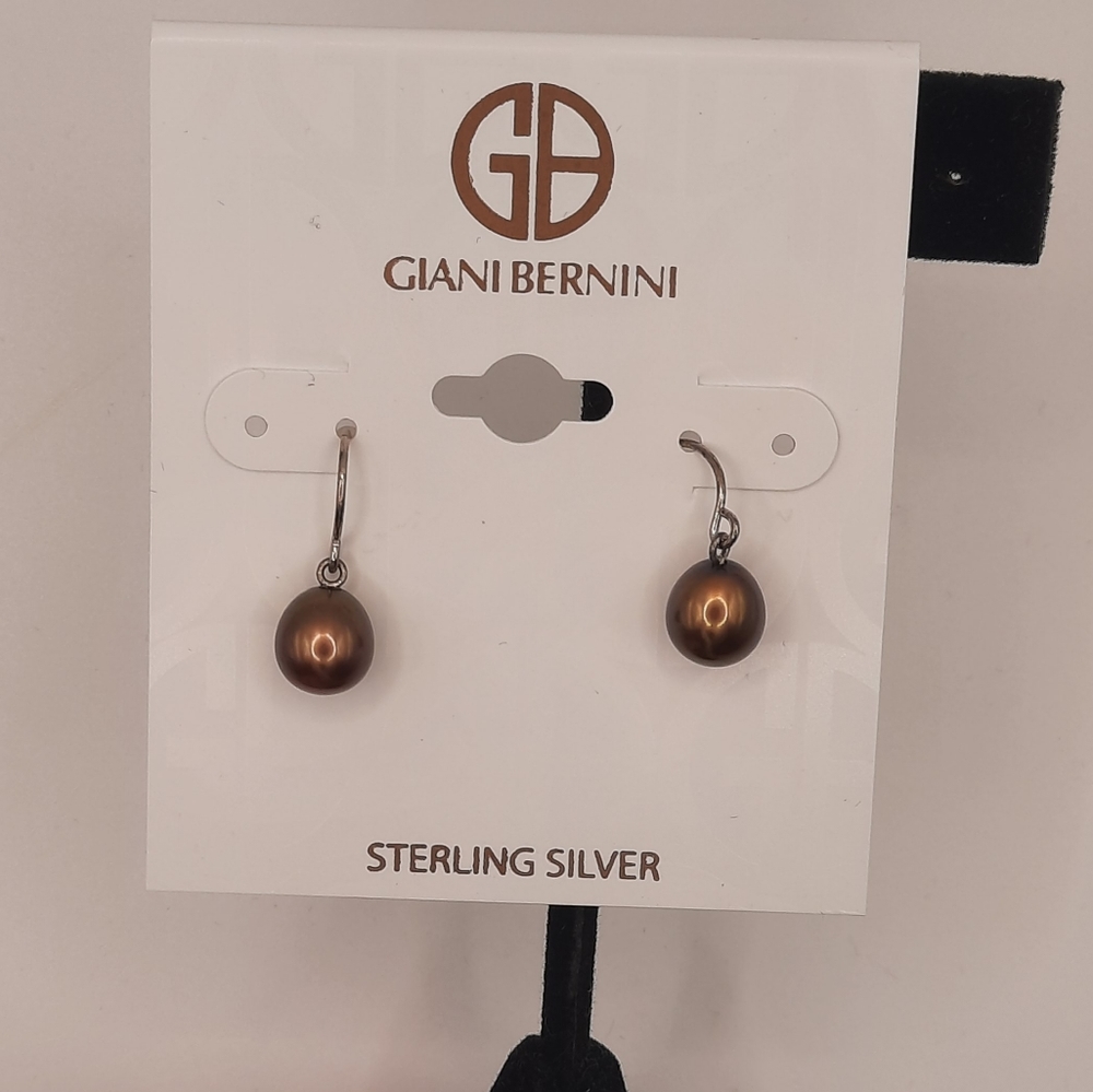 GIANI BERNINI Silver Brown Pearl Drop Earrings
